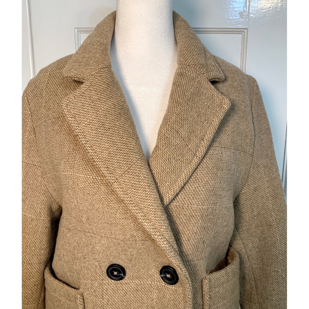 Zara Girls Double Breasted Brown Tweed Wool Blend Peacoat Gossip Girl / 11-12 - Picture 4 of 16